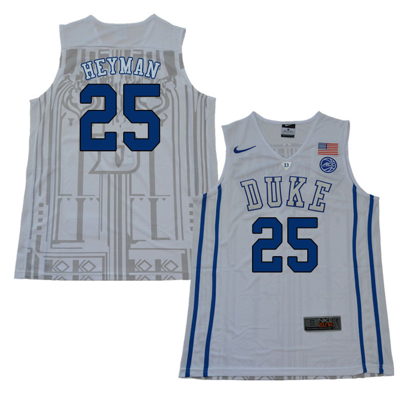 Duke Blue Devils #25 Art Heyman College Basketball Jerseys Sale-White